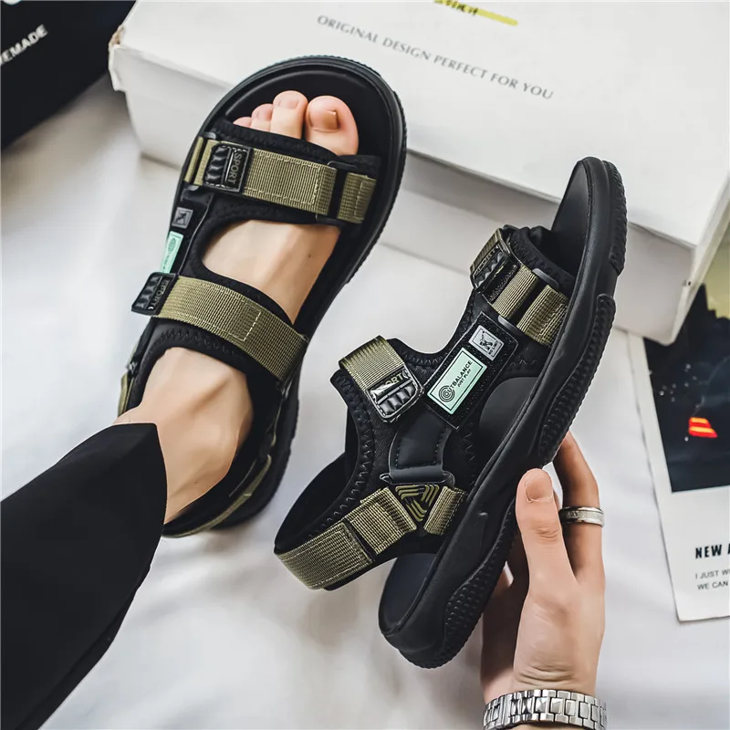 Summer Outdoor Fashionable Men's Sandals Grip Non-Slip Casual Large Size Flip Flops Lightweight Breathable Vacation Roman Shoes