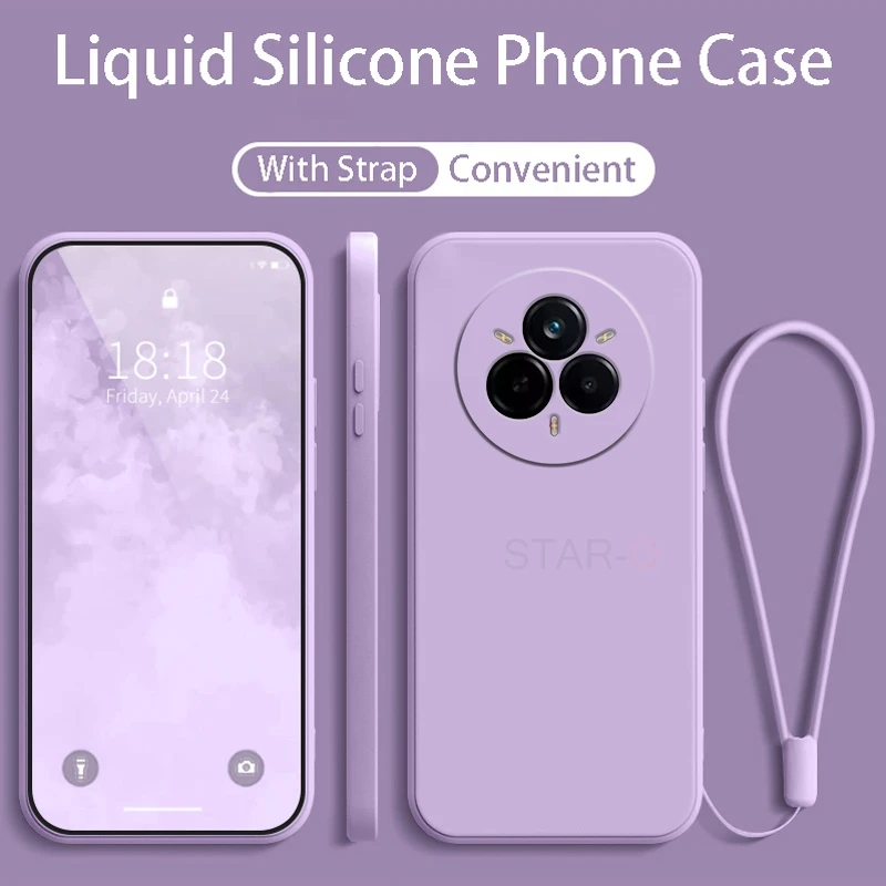 Liquid Silicone Phone Case with Lanyard - Original Strap Back Cover