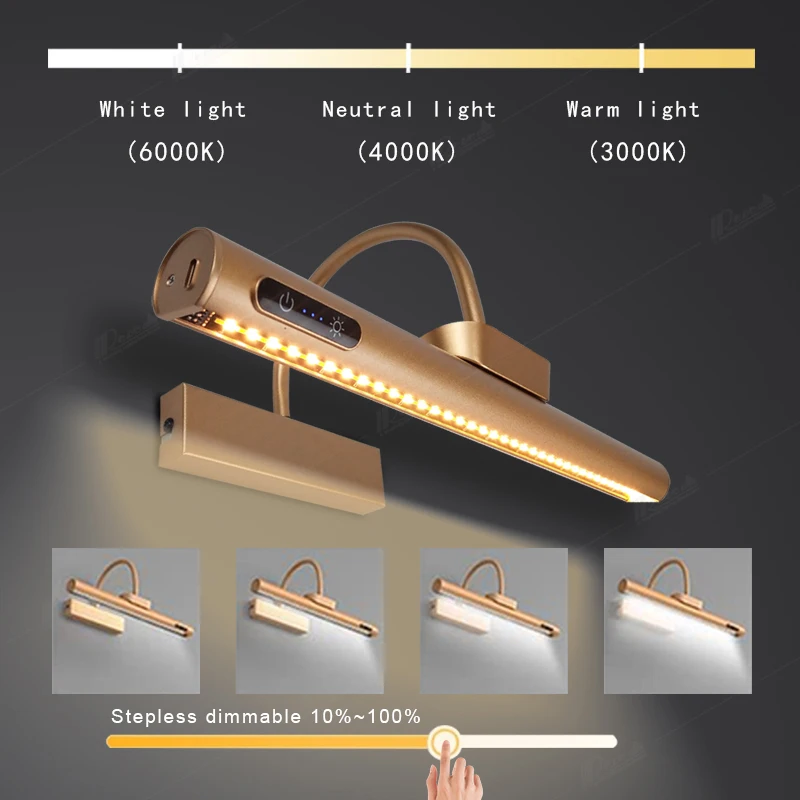 LED Wall Lamp Remote Control 3color Dimming for Bathroom
