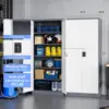 Yizosh Metal Garage Storage Tool Cabinet with Lock 71" Locking 2 Doors 5 Shelves Tall Steel Heavy Duty File Gray White 5