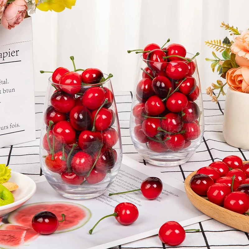 Artificial Cherry Fake Fruit Model 10/20Pcs Cake Ornament Food Photography Props Party Decor Home Table Decor Craft Decoration artificial fruits and vegetables