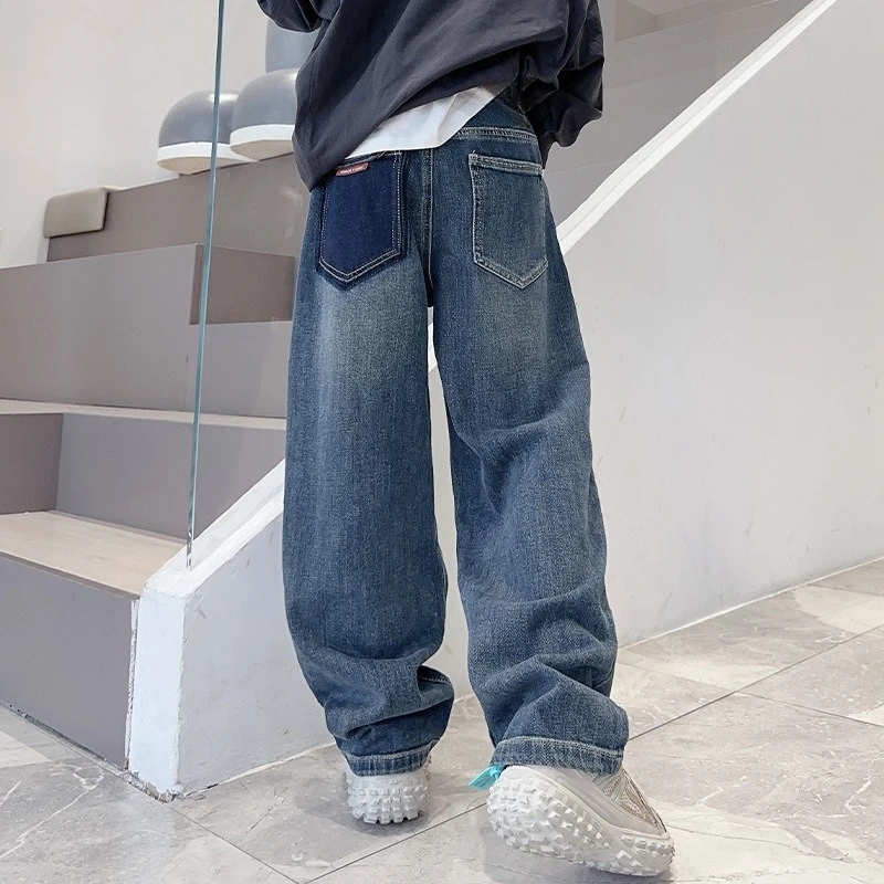2026 Boys‘ Denim Jeans for Big Kids, Spring Autumn Casual Long Pants for Children, Trendy Everyday Bottoms New Arrival 2