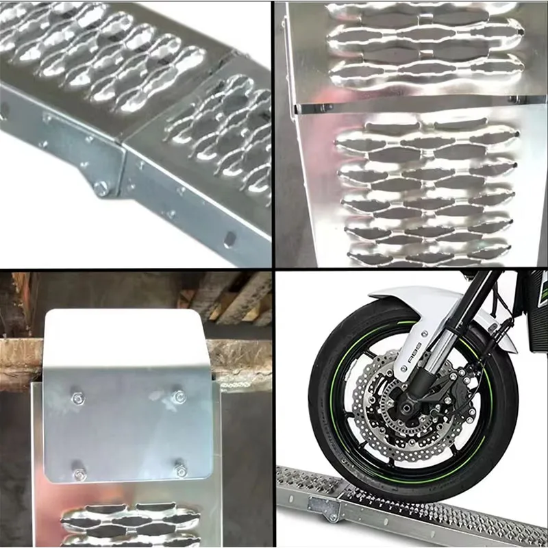 Aluminum Motorcycles Ramps Climbing Ladder Folding Ramp Ladder Single Load-bearing 350kg Truck Transport Loading Tool 1PC