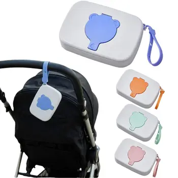 Dispenser per Salviette per Bambini Ricaricabile con Coperchio Ribaltabile e Corda per Appendere, Contenitore Portatile per Salviette Umidificate con Guarnizione in Silicone Riutilizzabile