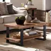 Natural Wood Live Edge Coffee Table with Metal Strap Legs Unique Imperfections Industrial Style Durable Stable Home Furniture 3