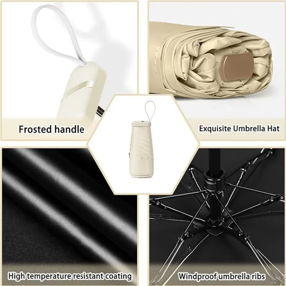Mini Umbrella UPF 50+ Portable Mini Compact 5-Fold Sun Rain Umbrella for Women Pocket Umbrella with UV Protection for Travel Walking mini umbrella,folding umbrella,mini sun umbrella