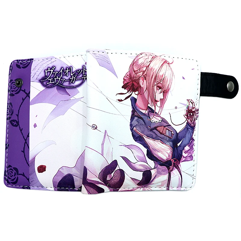 Anime Violet Evergarden Girls Boys Wallet anime Short Purse with Coin Bag