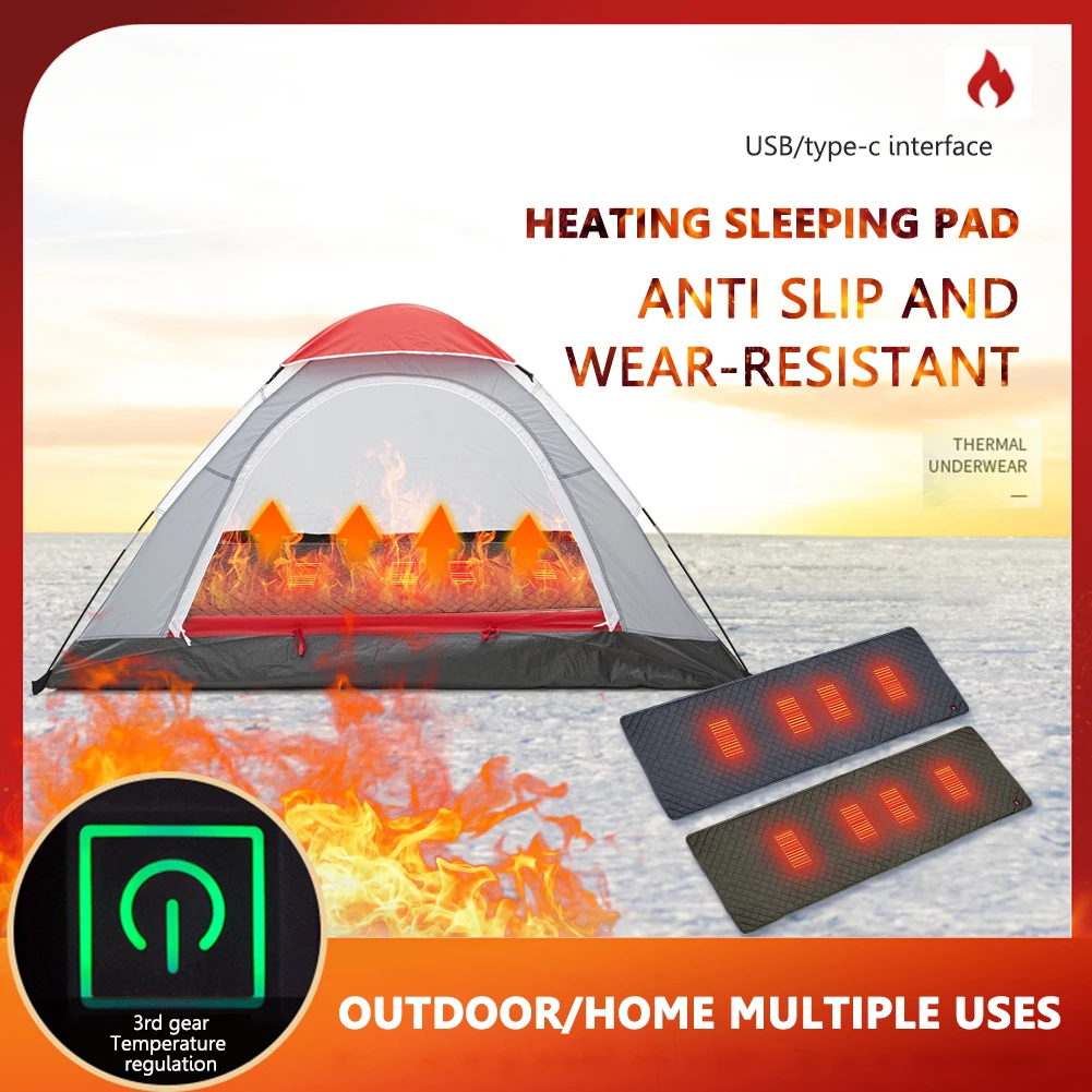 5V USB Sleeping Electric Heating Pad Heated Cushion Cold Resistant 3-Level Temperature for Outdoor Camping Heated Electric Mat 2