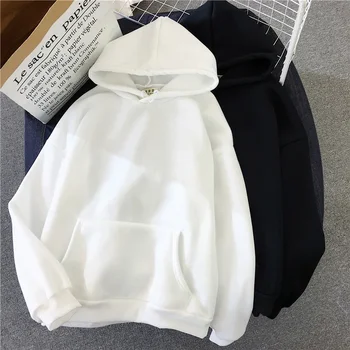 Fashion Casual Women's Solid Hoodie Comfortable Strecth Sweatshirts Loose Pocket Warm Clothes Street Female Pullovers