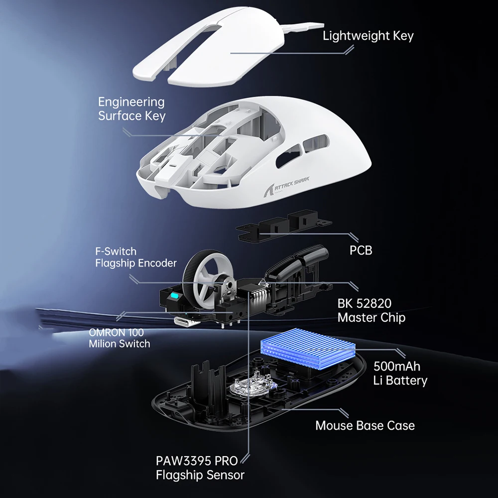 ATTACK SHARK X8 PRO Wireless Mouse Tri-Mode PAW3395PRO