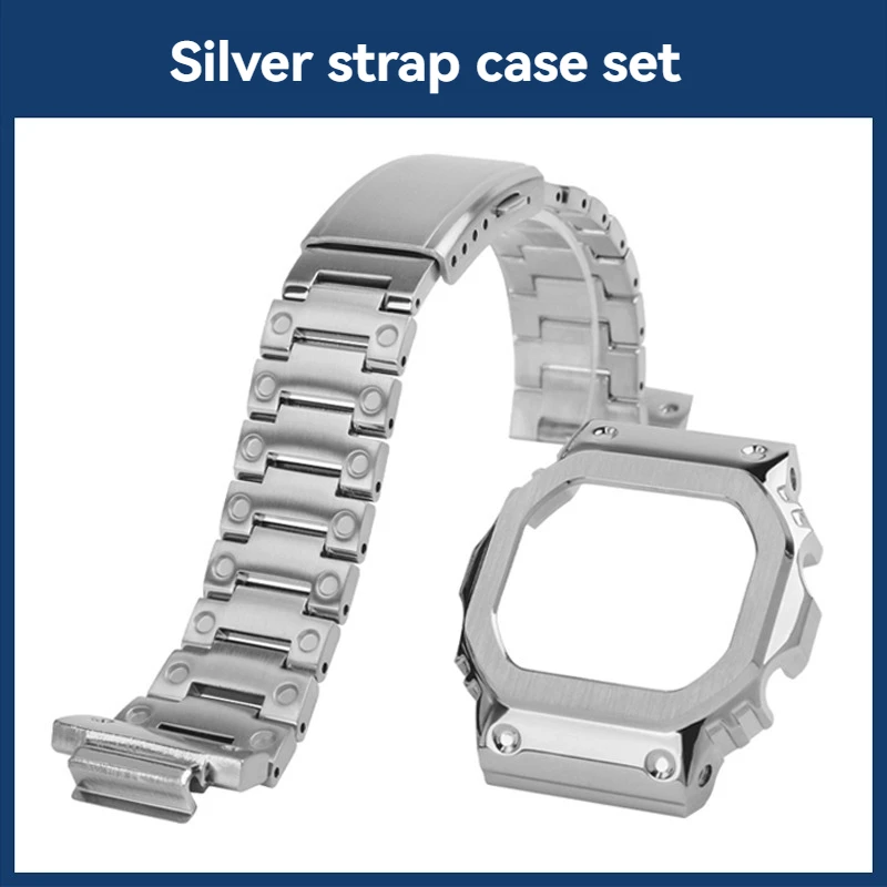 Elegant Stainless Steel Metal Watch Band & Case for Premium Watch Modification