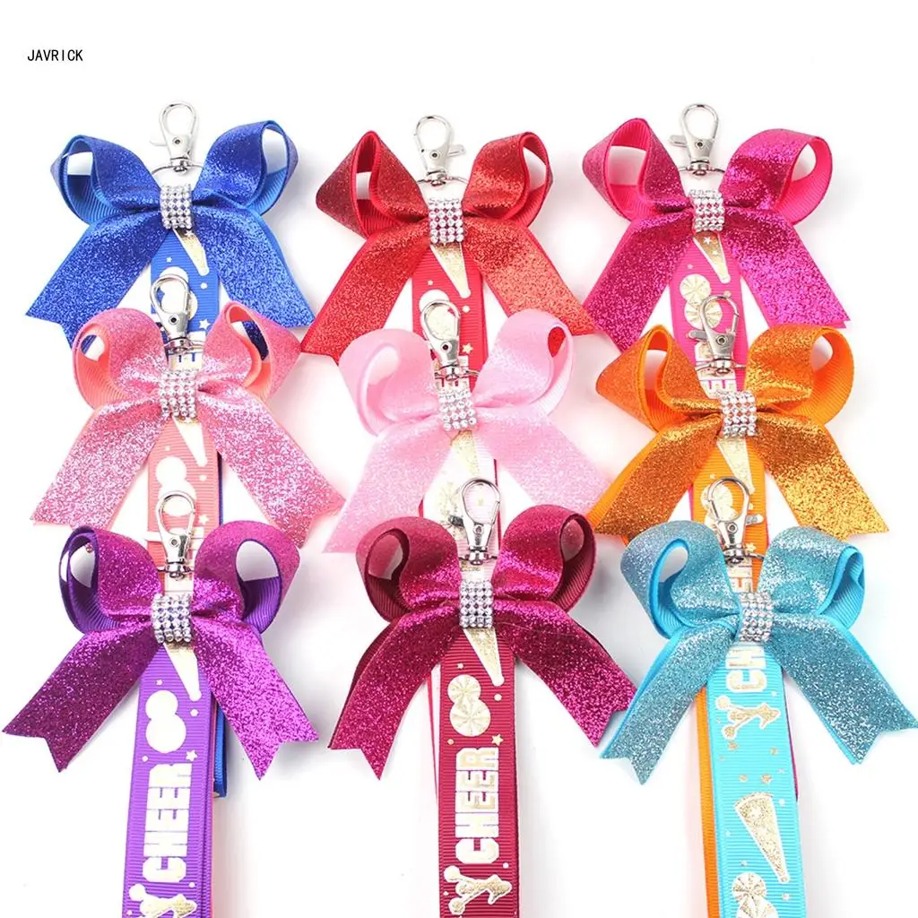 Cheerleading Ribbon Keychains Set of 10 Colorful Cheerleading Keychains Polyester Cheer Bows Ribbon ...