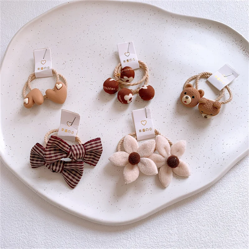 Nette Cartoon Blume Bogen Kinder Kleine Scrunchie Baby Mädchen Kind Elastische Haar Gummiband Zubehör Krawatte Haar Ring Seil Kopfschmuck – Detail 10