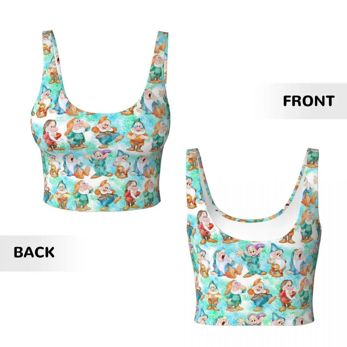 Movie Snow White And The Seven Dwarfs High Impact Sports Bras for Women Seamless Workout Yoga Crop Tank Tops