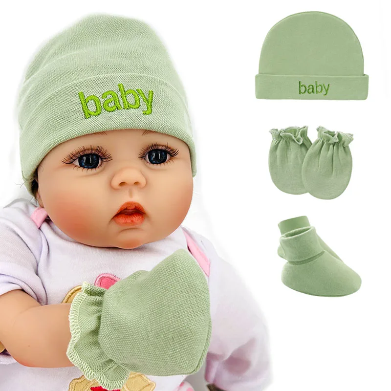 Newborn Hat+Gloves+Socks Set for Baby Boy&Girl Cotton Fall Casual Photography Props Soft Headwear Infant Nightcap Fashion