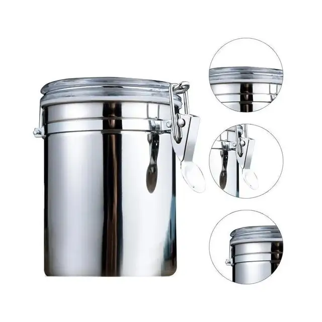1 Pcs Stainless Steel Household Food Storage Container Storage Bottle Coffee Powder Sugar Container Airtight Can Holder Canister 4