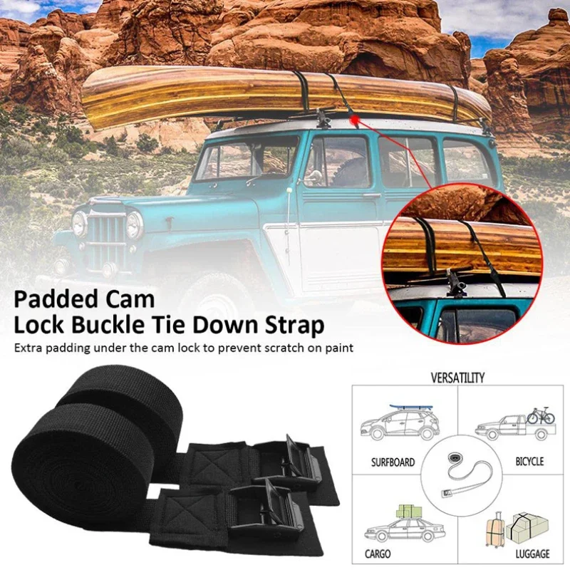 2PCS Car Roof Rack Tension Cord Cam Buckle Strap Tie Down Strap Luggage Bag Quick Release Fixing Tool For Motorcycle Kayak Bike Cargo Straps Luggage Strap Cargo Tie Down Strap Tie Down Straps Lashing Strap
