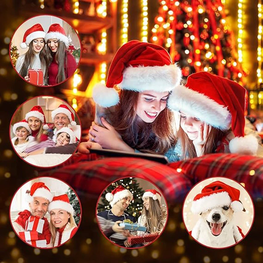 1 Piece Set of Comfortable Christmas Hats Suitable for People, Plush Winter Lightweight Hat with Pom Poms, Christmas Gifts, Decorations