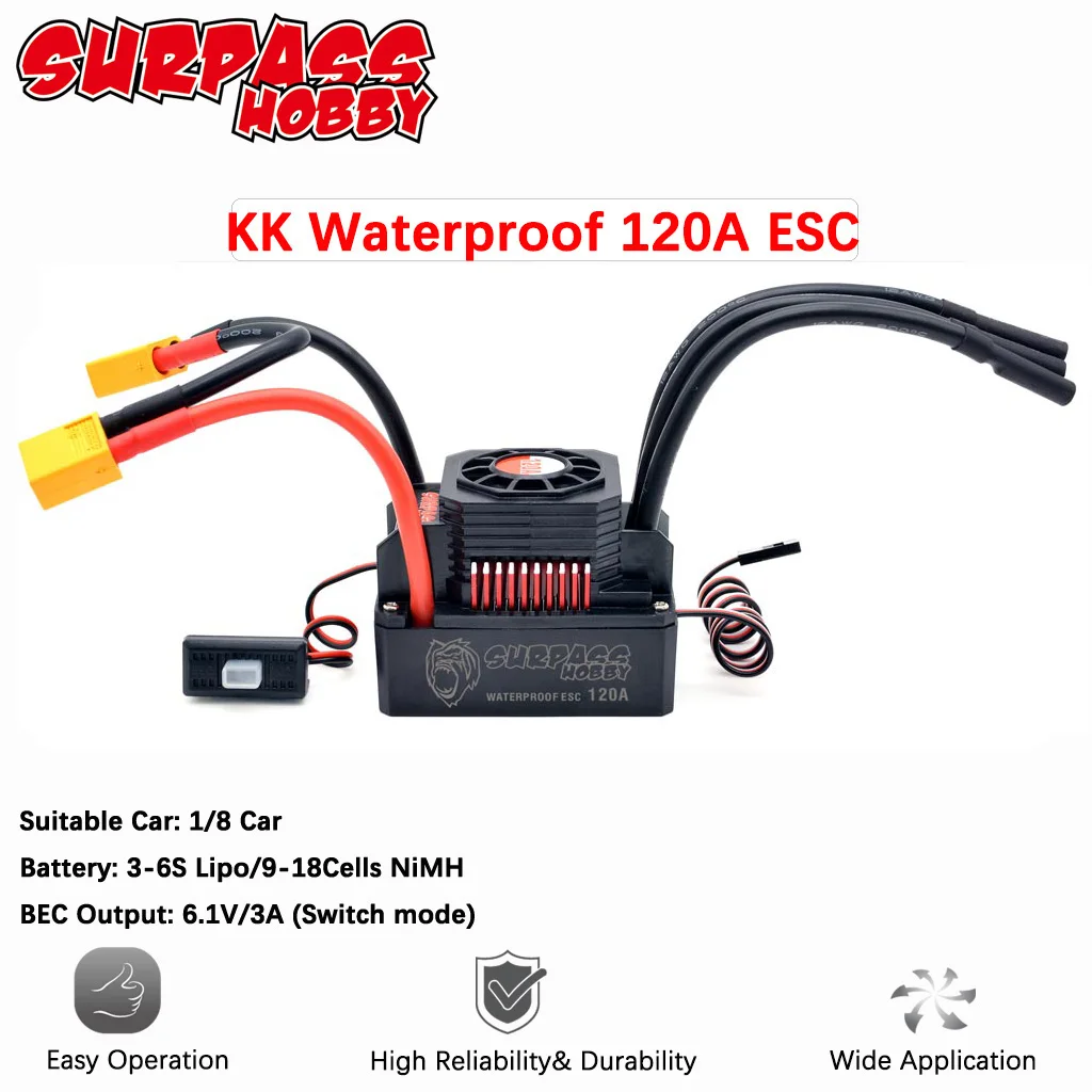 High-Performance Waterproof Brushless ESC with T/XT60 Plug for RC Cars
