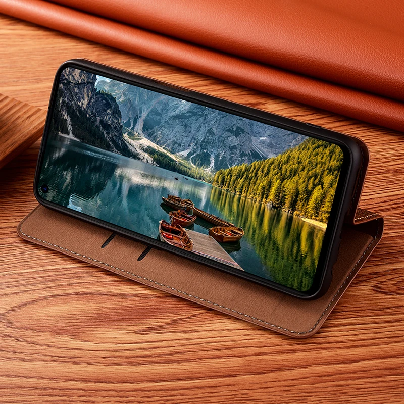 Elegant Genuine Leather Flip Wallet Phone Case Cover