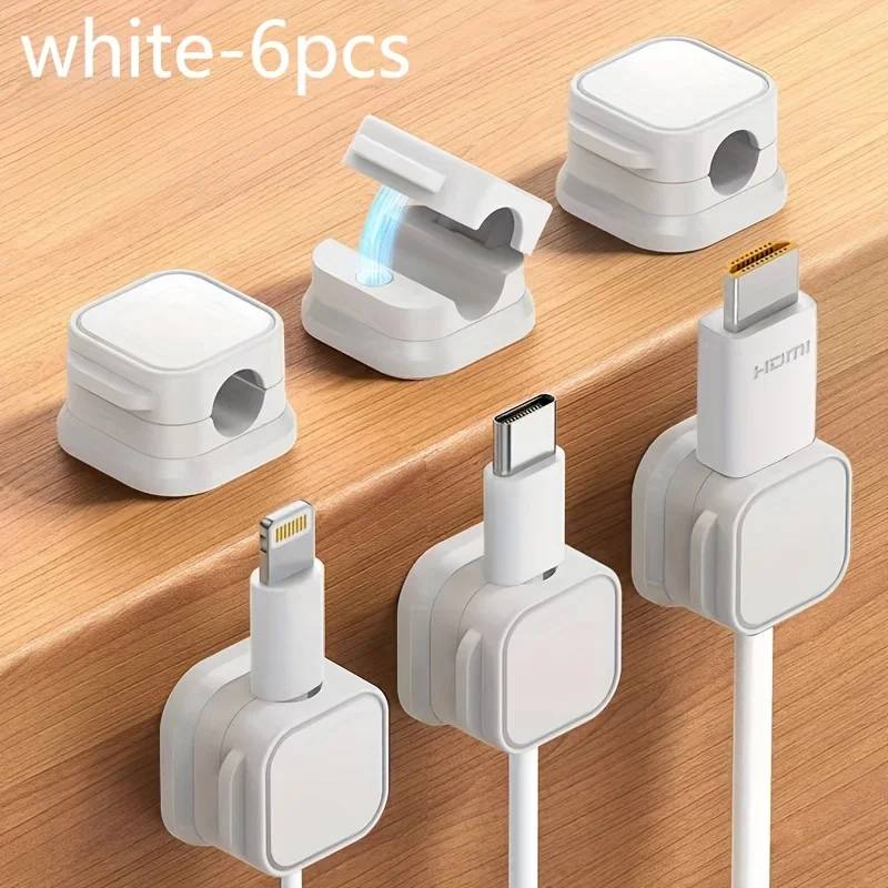 6 Pieces of Cool Magnetic Data Cable Storage Organizer and Charging Cable Holder-Keep Your Desktop Tidy