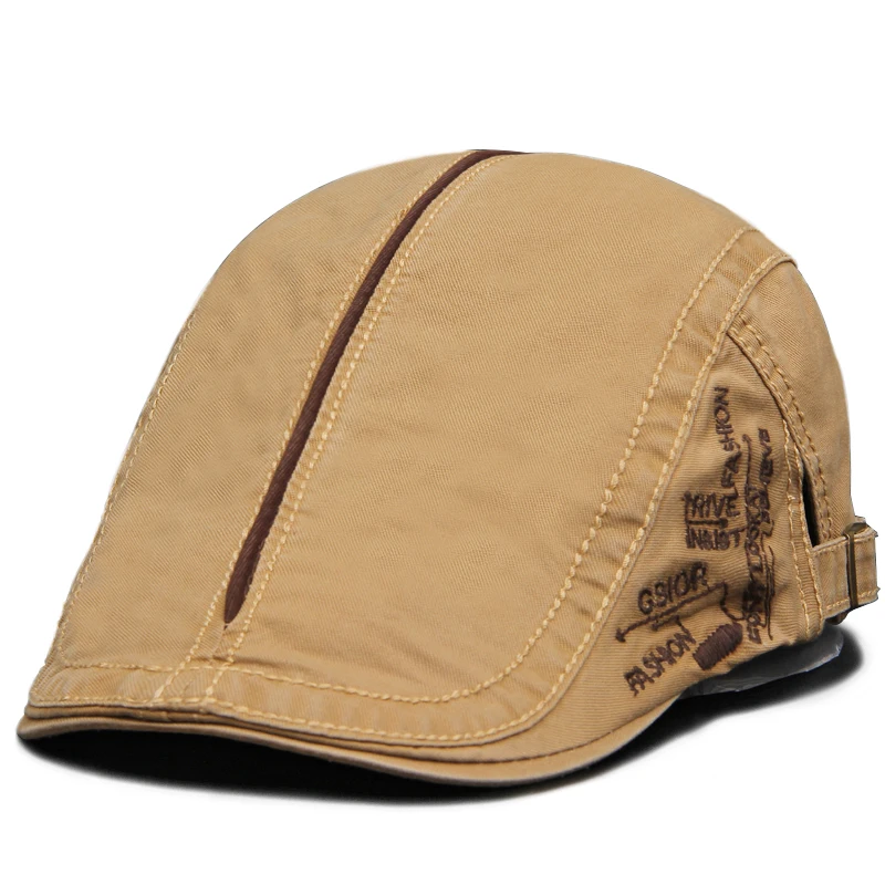 Men Beret Fashion Cotton Letter Flank Embroidery Cap Casual Soft Top Retro Literary Forward Caps Driver Hat Peak Berets - 4
