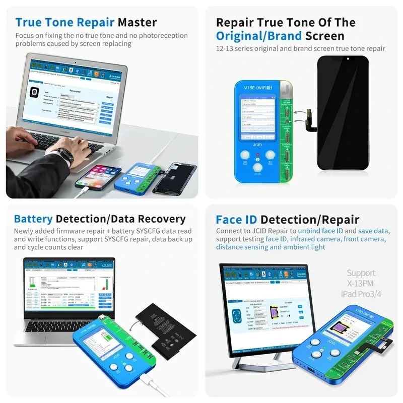 JCID V1SE(WIFi版) BA基盤8-15PMセット【新品未開封】 JCID V1SE Wifi True Tone Repair Programmer w/ 9 Boards for