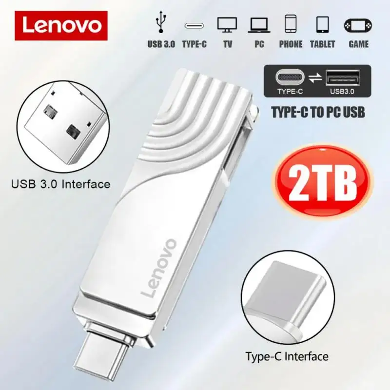 Lenovo Usb Flash Drives 2Tb Type-C Pen Drive Ad Alta Velocità 128Gb Memoria Usb 1Tb Flash Disk U Stick Per Telefoni Laptop Spedizione Gratuita
