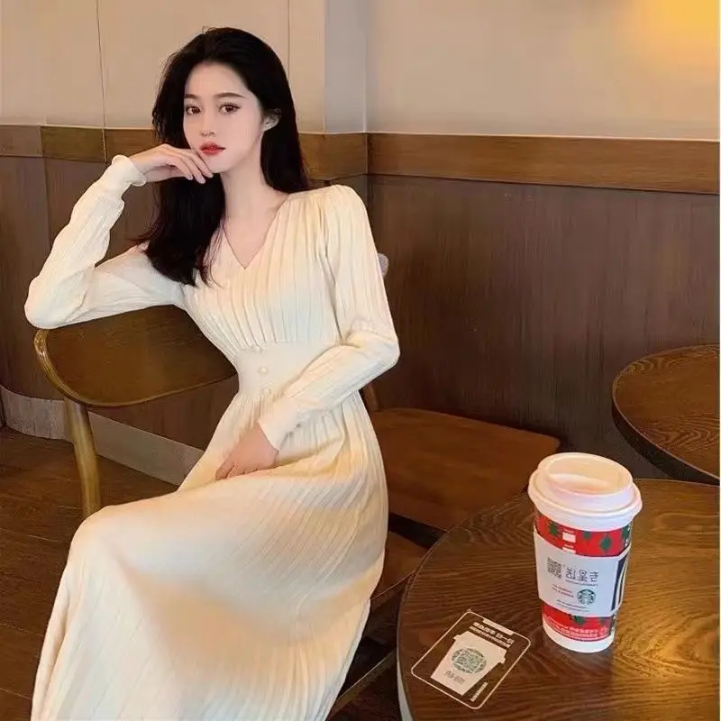 

Вязаная крючком накидка до колен Одежда для выпускного вечера женское официальное платье однотонное миди с V-образным вырезом Женские платья цельный стиль