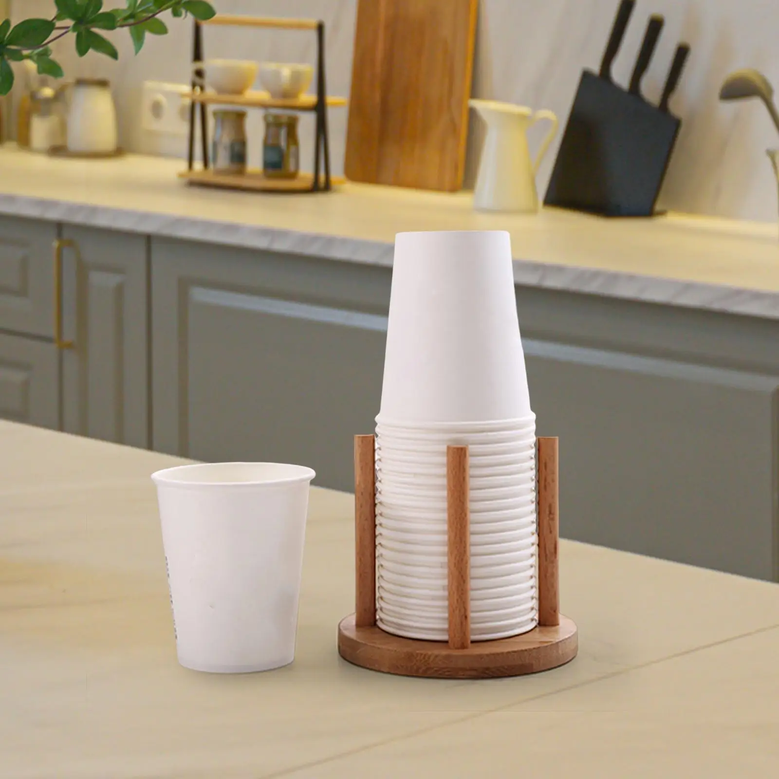 Cup Storage Holder Paper Cup Dispenser Durable Cup Dispenser Storage Holder Rack Shelf Organizer Disposable Cups Holder with Longer Stick Mug for kitchen Bar Home Deco
