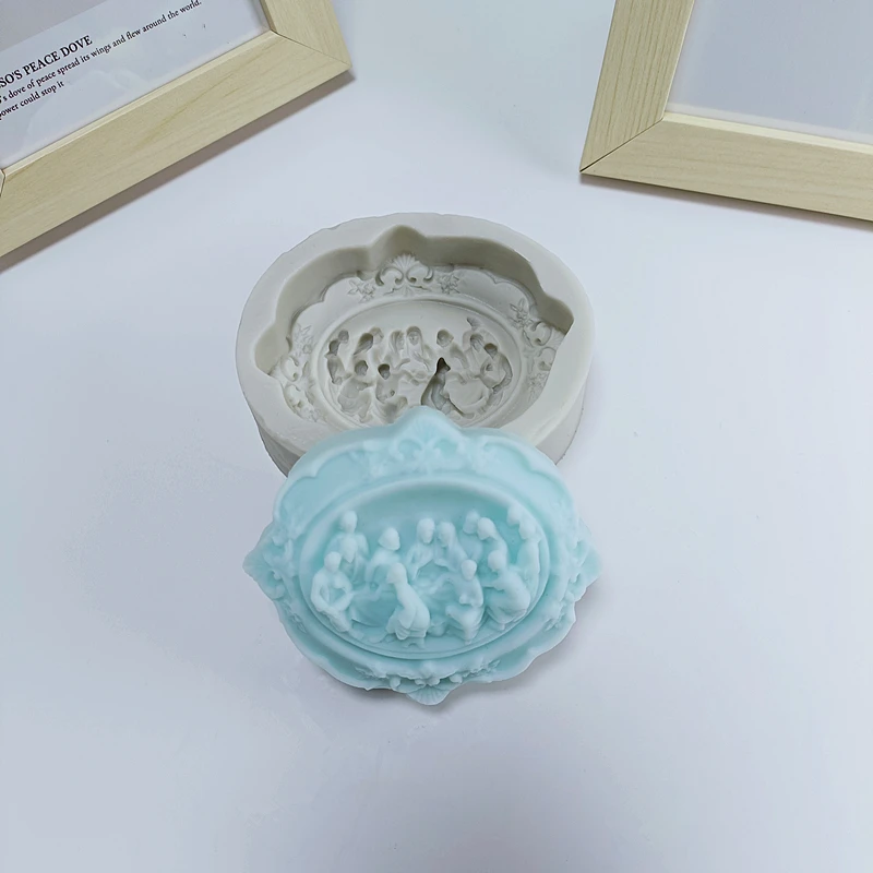 Last Supper Soap Mold Oval Cute Saop Mould with Jesus Story Handmade Gift to Friends Family Members DIY Tools Table Decoration