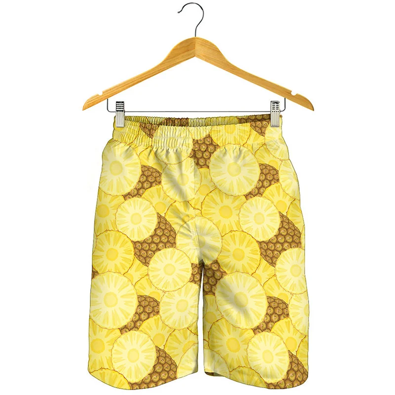 

Fashion Pineapple Pattern Beach Shorts Men 3D Printed Fruits Short Pants Summer Street Short Pants Swim Trunks Surf Board Shorts