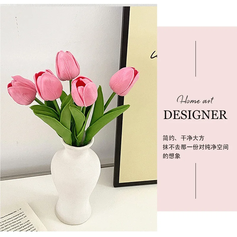 튤립 인조 꽃 부케, PU 폼 가짜 꽃, 결혼식 장식, 가정 정원 부케 장식, 34cm, 5 개