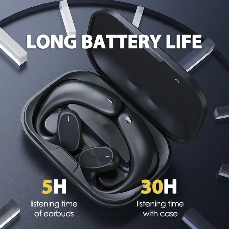 무선 블루투스 러닝 이어버드, 이어후크 포함, 공기 전도 이어폰, 체육관 사이클링 운동 스포츠용 방수 헤드폰