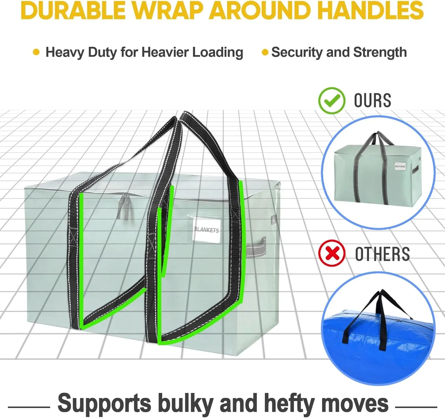 8 Pack Moving Bags, Heavy Duty, Moving Boxes Alternative, Packing Storage Supplies for Dorm Room Essentials with Zipper for Clot 5