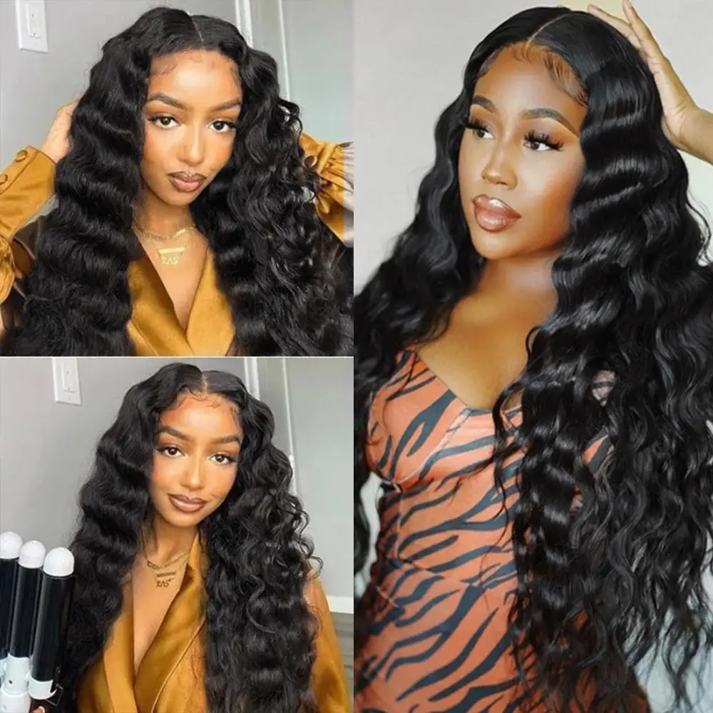 Brazilian Curly Human Hair Weave Bundles Loose Deep Wave 3 4 Remy Hair Bundles 30 32 34 36 Inch Extensions Double Drawn