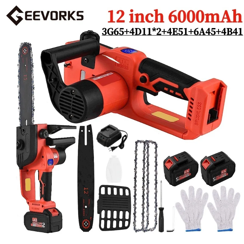 21VBrushlessCordlessChainsaw12inchElectricChainSawHandheld