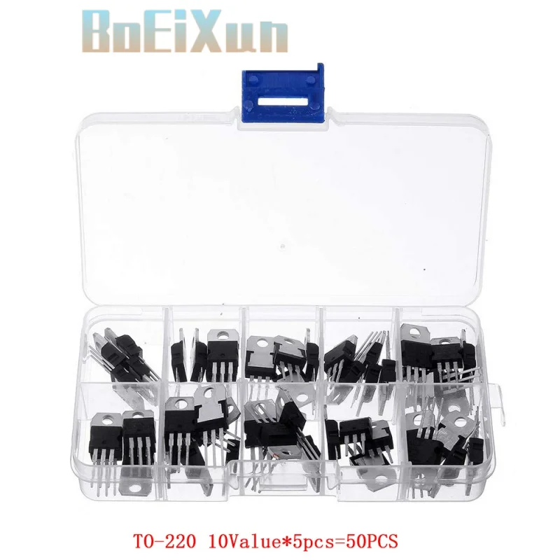 

50pcs L7805 L7806 L7808 L7809 L7810 L7812 L7815 L7818 L7824 LM317 TO-220 Voltage Regulator Transistor Triode Diy Kit W/Box