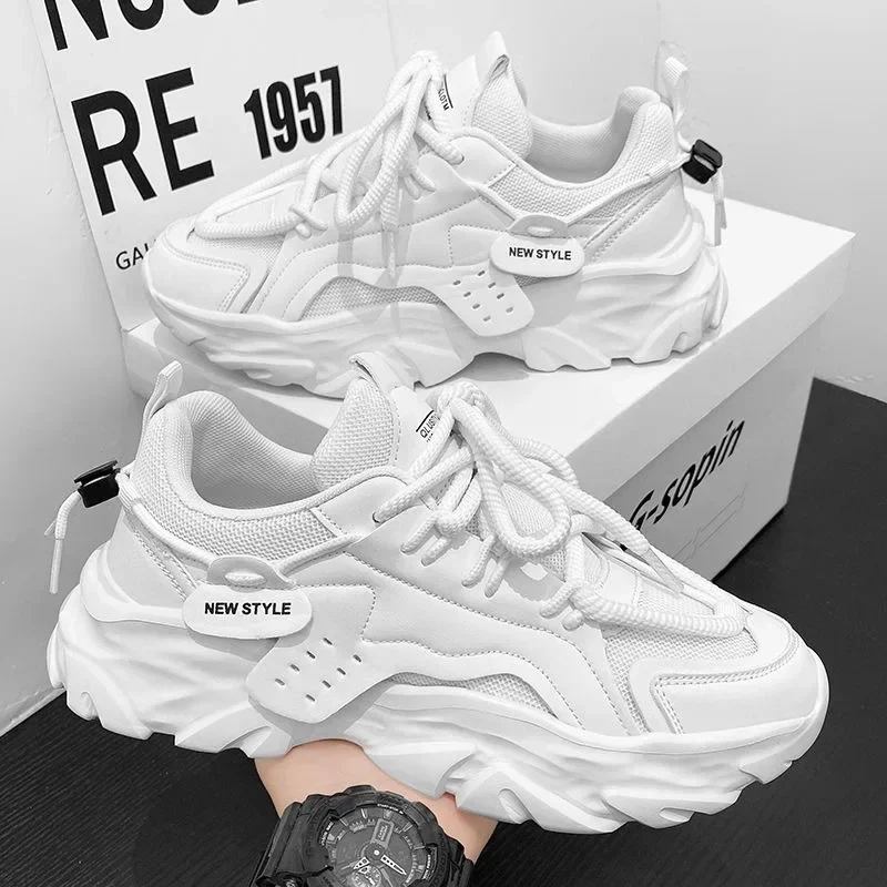 Men Sneakers Mesh Men Shoes PU Leather Platform Casual Sneakers Increased Vulcanized Shoes Light Running Shoes Tenis Masculino 2