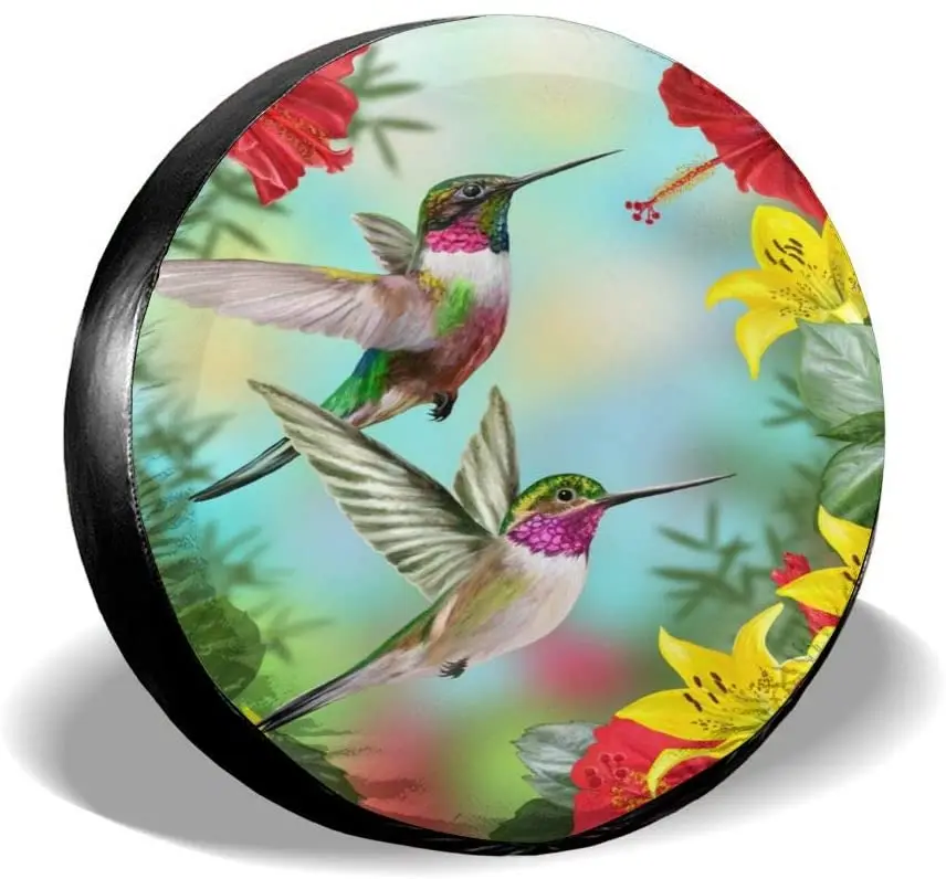 

Delerain Hummingbirds Flower Spare Tire Covers for RV Trailer SUV Truck and Many Vehicle, Wheel Covers Sun Protector Waterp