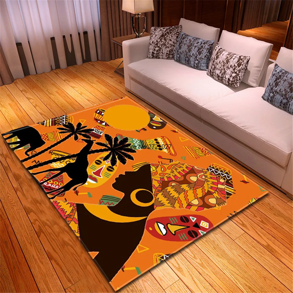 

African Woman Head Portrait 3D Printed Large Carpets for Living Room Bedroom Area Rugs Soft Flannel Home Decor Rug Kitchen Mats