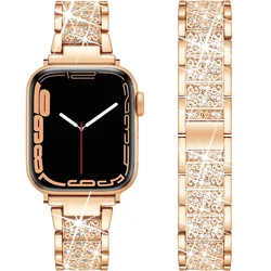 Elegant Diamond Metal Strap - S11 - 10 46mm 44 45 49 (Rose gold)