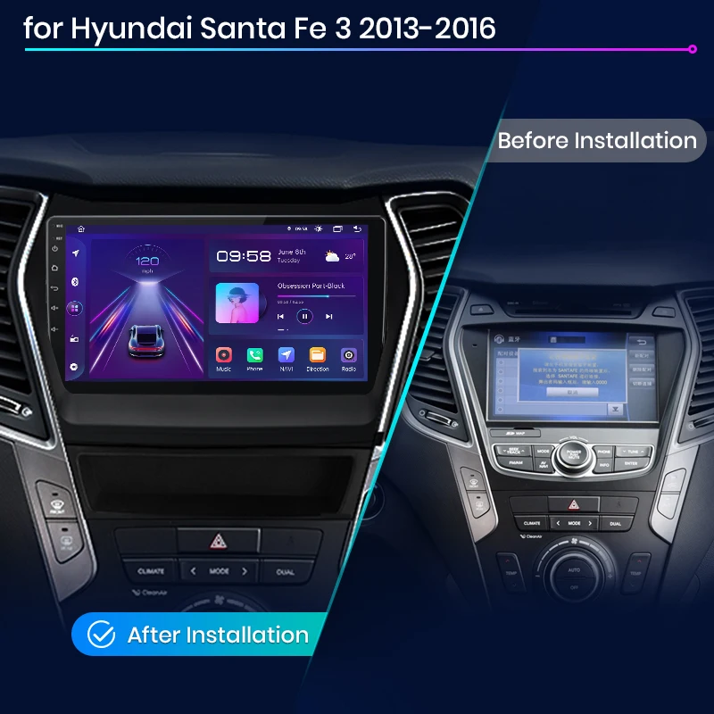 Android 11 Carplay Car Radio for Hyundai Santa Fe 3 2013-2016 multimedia  player GPS Navigation Android auto 2din autoradio 8+128 - AliExpress