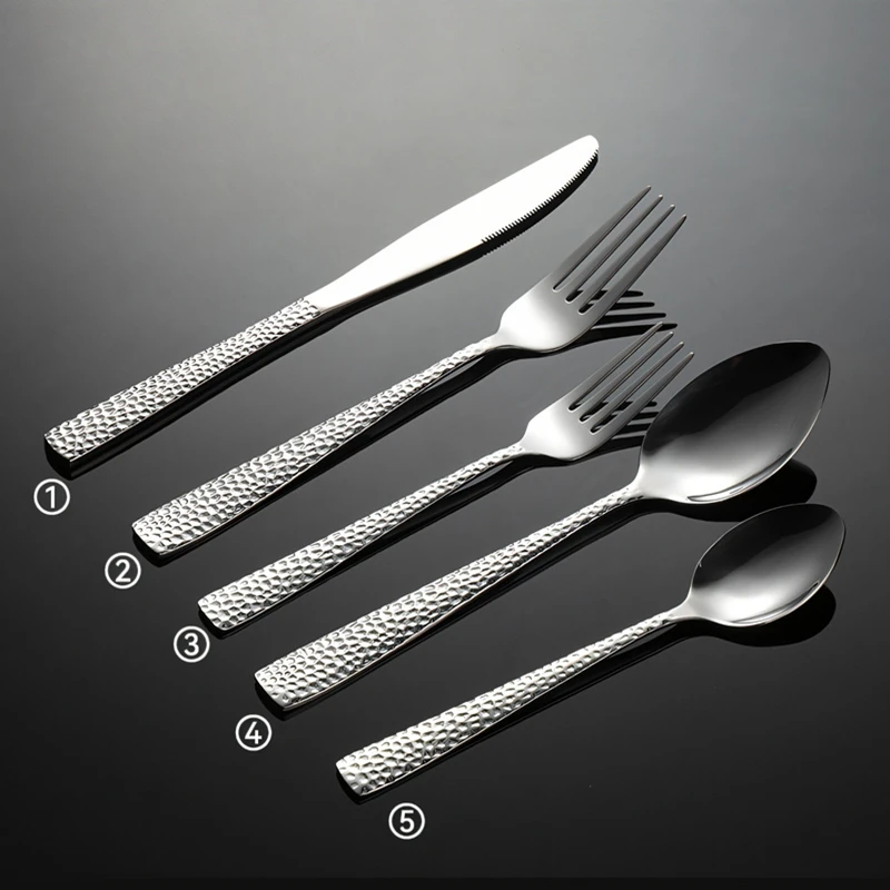 Hammered Stainless Cutlery Set 6