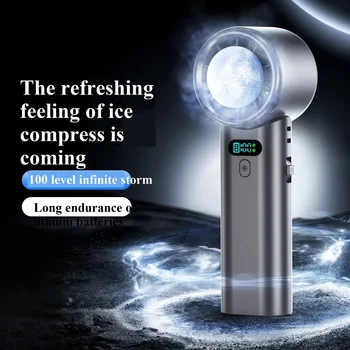 5200mAh Large Capacity Handheld Fan High Speed Refrigeration Handheld Fan 100 Speed USB Charging Portable Fan
