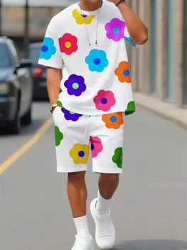 The 2025 summer new men's adult suit is 3D printed, casual, fashionable, simple, polyester, lightweight and breathable