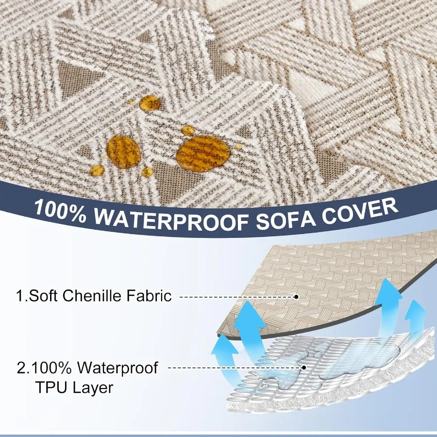 100 Waterproof LShaped Sectional Couch Covers for Large Sectional Sofas with Dog and Pet Friendly Chenille Fabric Washable 2Pie