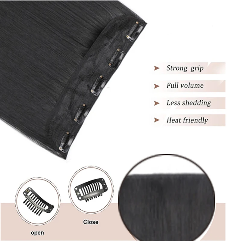 H&STAR Synthetic 24Inch Long  Straight  hair Brown Blonde Clip in Hair Extensions Fake Hair Clip One Piece Hairpiece for Women