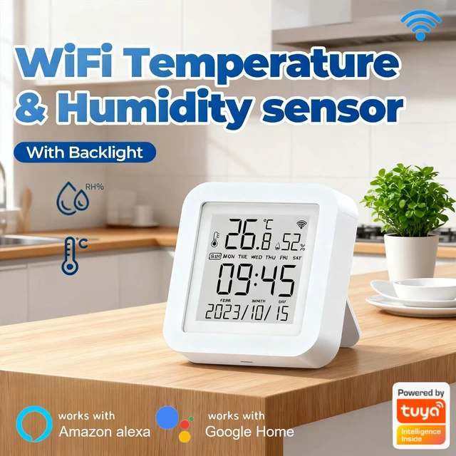 Tuya 2.4GWIFI Temperature & Humidity Sensor for Smart Home var SmartLife Thermometer Hygrometer Support Alexa Google Assistant