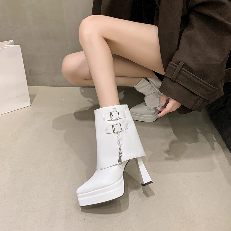 Boots for Women Fashion Designer Trouser Tube Boots Thick Bottom Heightening Platform Boots Women's Side Zipper Ankle Boot Botas
